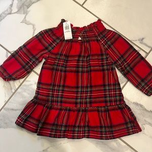 NWT Old Navy  girl tartan red dress with ruffle detail
